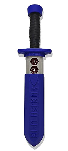 Sword Dagger Dice Holder - (Random 7PCS D20 Dice Set Included) - Custom Polyhedral Dice Storage for Tabletop RPG - Dungeons and Dragons - DND - D&D (Dark Blue) - color: Dark Blue