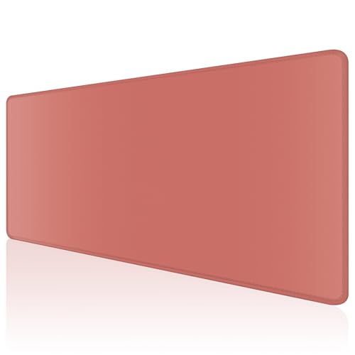 Dapesuom Large Mouse Pad, Extended Gaming Mouse Mat with Stitched Edges, Full Size Desk Mats with Non-Slip Base, Computer Big Desktop Keyboard Pad for Laptop, Office, 23.6 x 11.8 in, Indian Red - color: Indian Red, size: 23.6L x 11.8W inches