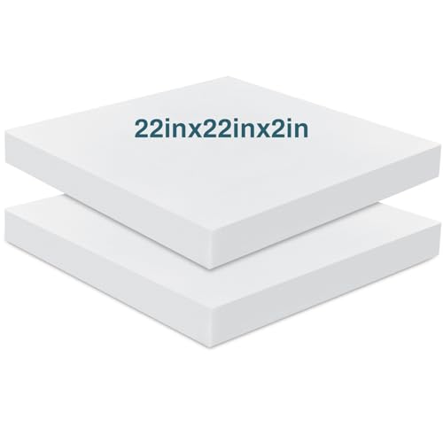 Frienda 2 Pack 2" x 22" x 22"Upholstery High Density Foam Cushion Replacement Square Cut to Size Foam Couch for Chair Couches Padding Shipping Packing DIY Cosplay Projects(White) - color: White, size: 2" X 22" X 22", style: Square