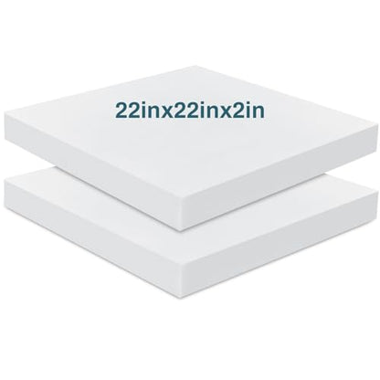 Frienda 2 Pack 2" x 22" x 22"Upholstery High Density Foam Cushion Replacement Square Cut to Size Foam Couch for Chair Couches Padding Shipping Packing DIY Cosplay Projects(White) - color: White, size: 2" X 22" X 22", style: Square
