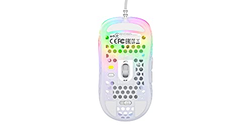 Xtrfy MZ1, Ultra-Light Wired Gaming Mouse, Cutting-Edge Pixart 3389 Sensor, Unique Shape for Optimum Aim, Adjustable RGB Lighting, White Rail Edition