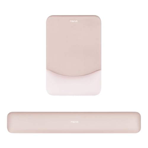 MOSISO Wrist Rest Support Mouse Pad & Keyboard Set, Apricot | Rectangular Ergonomic Mousepad, Non-Slip Base, Home/Office Pain Relief & Easy Typing, Neoprene Cloth & Raised Silicone Lining - color: Apricot