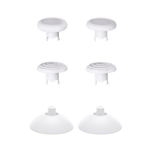 eXtremeRate ThumbsGear Interchangeable Ergonomic Thumbsticks for Nintendo Switch 2 Pro Controller, Replacement Analog Thumb Sticks & Tools, 2 Height Adjustable Convex & Concave Grip Joysticks - White - color: White