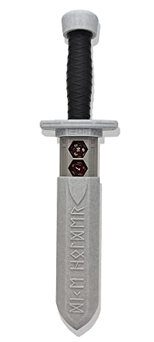 Sword Dagger Dice Holder - (Random 7PCS D20 Dice Set Included) - Custom Polyhedral Dice Storage for Tabletop RPG - Dungeons and Dragons - DND - D&D (Marble) - color: Marble