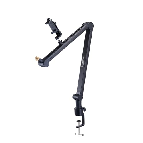 VEVOR Microphone Boom Arm, with Desk Mount Clamp, Adjustable Mic Stand with Cable Management,360° Rotatable,3/8" to 5/8" Adapter, for Recording Studio Streaming Gaming Blue Yeti SM7B Audio Podcast - style: Mic Boom Arm