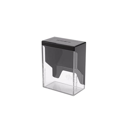 Gamegenic Bastion 50+ XL Deck Box - Compact, Secure, and Perfectly Organized for Your Trading Cards! Safely Protects 50+ Double-Sleeved Cards, White Color, Made - color: Black/Clear