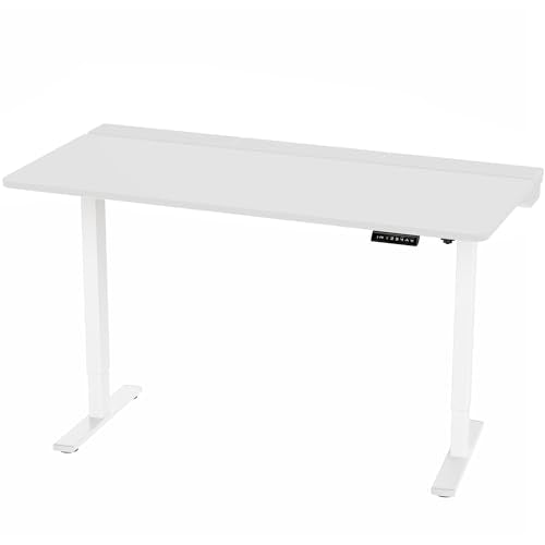 VIVO White 60 x 30 in Standing Desk, DESK-KIT-1W6-P3W | Electric, Holds 220 lbs, Sit Stand, Height Adjustable, Cable Tray, Full-Size Mouse Pad, Office Furniture, White Frame - color: White Top / White Frame, size: 60 x 30