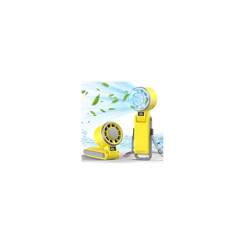 PlayHot Portable Handheld Turbo Fan with Ice Cooling, Rechargeable Personal Fan, Up tp 12Hrs Cooling, 5 Speed 25550RPM Powerful Portable Fan for Travel, Outdoor, Camping, Hiking (Yellow) - color: Yellow