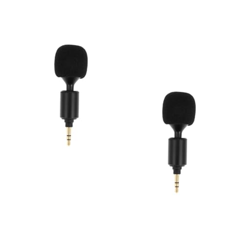 DOITOOL 2pcs Straight Microphone for Laptop and Tablet Portable Live Streaming Mic Sponge Cover for Conference Singing and Gaming - color: Blackx2pcs, size: 3.6X8CMx2pcs