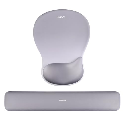 MOSISO Wrist Rest Support for Mouse Pad&Keyboard Set, Ergonomic Mousepad with Concave Curved Memory Foam, Non-Slip Base Pain Relief Comfortable Rectangular Easy Typing Pad for Home/Office, Gray - color: Gray