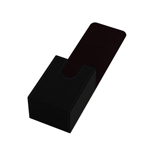 Double Decker Leather Poker Card Case - Holds Two Sets of Poker Size Cards - Premium Dual-Deck Holder with Stylish Design and Secure Closure (Black-Black) - color: Black-Black