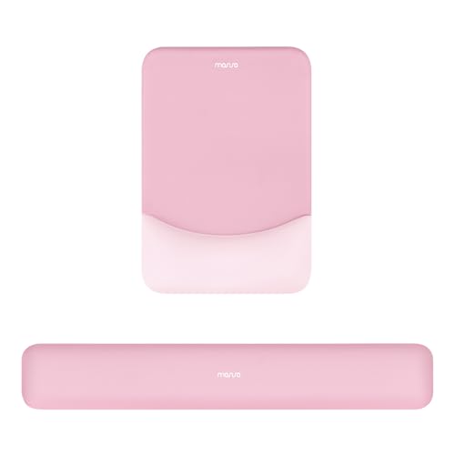 MOSISO Wrist Rest Support Mouse Pad & Keyboard Set, Pink | Rectangular Ergonomic Mousepad, Non-Slip Base, Home/Office Pain Relief & Easy Typing, Neoprene Cloth & Raised Silicone Lining - color: Pink