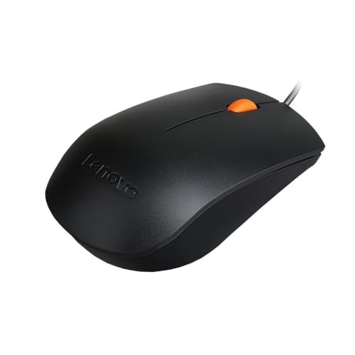 Lenovo 300 USB wired computer mouse - full size optical ambidextrous with 1600 DPI, reliable USB-A connection, easy 3-button navigation – long lasting, durable, black - color: Black 300
