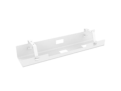 POUT Universal Wide Under Desk Cable Management Tray Organizer - 23.6 x 5.3 inch – for Wire/Cable Management - Hanging Easily Removable Rack with Cable Management Holes – Sturdy Stylish Black Steel - color: White