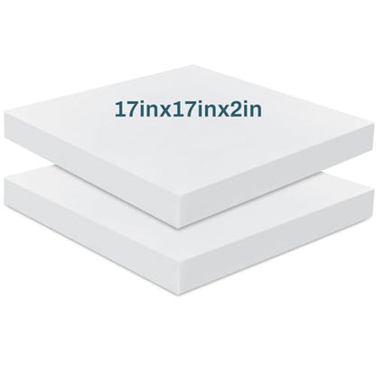 Frienda 2 Pack 2" x 17" x 17"Upholstery High Density Foam Cushion Replacement Square Cut to Size Foam Couch for Chair Couches Padding Shipping Packing DIY Cosplay Projects(White) - color: White, size: 2" X 17" X 17", style: Square
