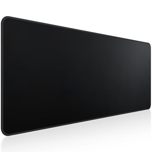 Large Mouse Pad with Stitched Edges, Desk Pad Mat with Durable Non-Slip Rubber Base for Gamer Desktop Office Home Black 31.5x11.8in