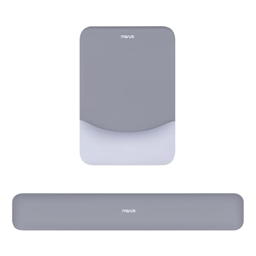 MOSISO Wrist Rest Support Mouse Pad & Keyboard Set, Gray | Rectangular Ergonomic Mousepad, Non-Slip Base, Home/Office Pain Relief & Easy Typing, Neoprene Cloth & Raised Silicone Lining - color: Gray