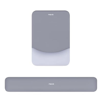 MOSISO Wrist Rest Support Mouse Pad & Keyboard Set, Gray | Rectangular Ergonomic Mousepad, Non-Slip Base, Home/Office Pain Relief & Easy Typing, Neoprene Cloth & Raised Silicone Lining - color: Gray