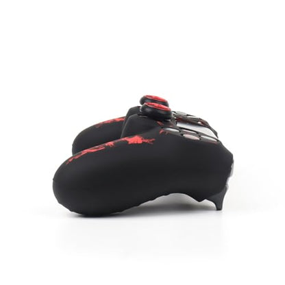 RALANHorned Skull Head Design Controller Skin Cover with 2 Thumb Grips Compatible with PS4/Playstation 4 Slim/Pro Controller - color: Horned Skull Black Red