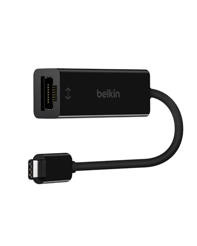 Belkin USB-C to Ethernet Adapter, Gigabit Ethernet Port Compatible w/ USB-C Devices, USB-C to Ethernet Cable for MacBook Pro & Dell XPS 13” Laptops, Ethernet USB-C Hub, Ethernet USB-C Adapter - Black | 1000Mbps wired network adapter, MacBook, Chromebook,