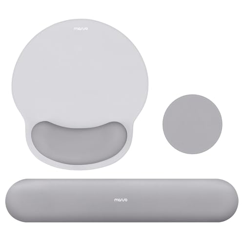 MOSISO Wrist Rest Support for Mouse Pad&Keyboard Set, Gray | Circle Curved Ergonomic Mousepad Non-Slip Base Home/Office Pain Relief&Easy Typing Pad with Soft Cloth&Silicone Lining - color: Gray