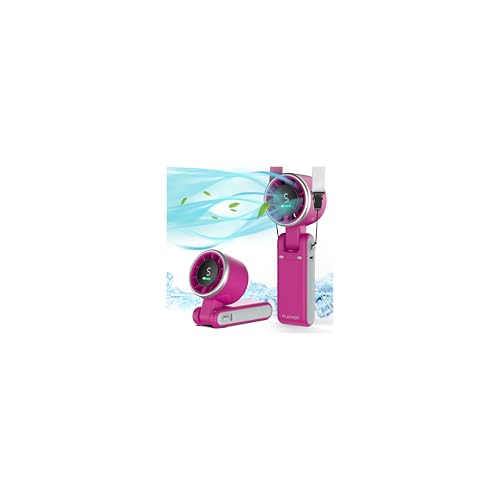 PlayHot Portable Handheld Turbo Fan, Travel Essentials, Gifts for Women/Men | 5-Speed, Up to 12H, 10m/s Airflow, USB-C Rechargeable, LED Display, 3-in-1 Foldable Personal Fan for Cruise, Beach, Vacation - color: Magenta