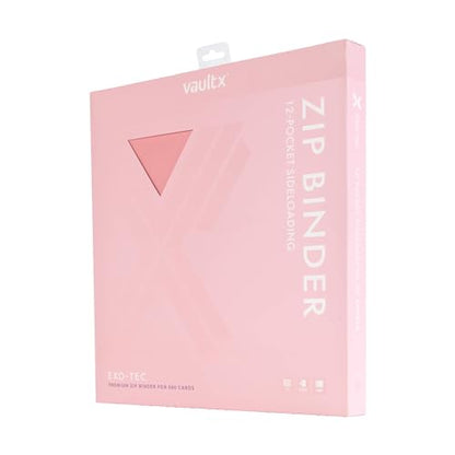 Vault X 12 Pocket Zip Trading Card Binder 480 Cards Exo-Tec (Pink) | Holds 480 standard-size TCG cards in 20 side-loading 12-pocket pages. Padded, water-resistant Exo-Tec cover. - color: Pink, size: 12 Pocket