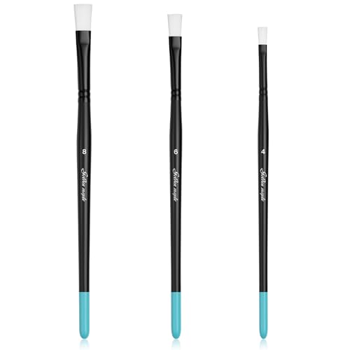 Weathering Paint Brushes-Golden Maple 3pcs Flat Paint Brushes Set for Weathering Effects, Textures, Washing and Dry Brushing on Miniature Painting - style: Weathering-Flat