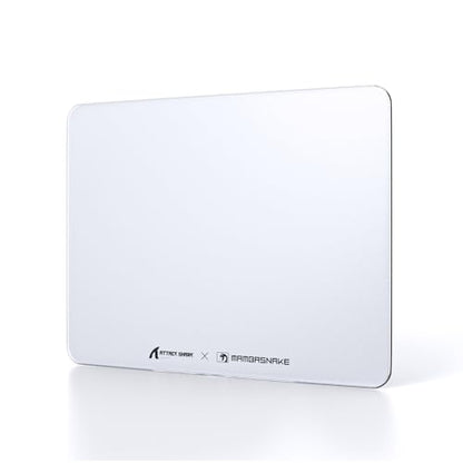 Attack Shark CM05SE Glass Gaming Mousepad,Nano-Micro-Etched Texture,Smooth Glass Surface,High Accuracy,Fast-Moving,Anti-Scratch, PU Leather Super Non-Slip Base,Small Size(16.1×12.2"),White - color: White, size: 16.1L x 12.2W inches