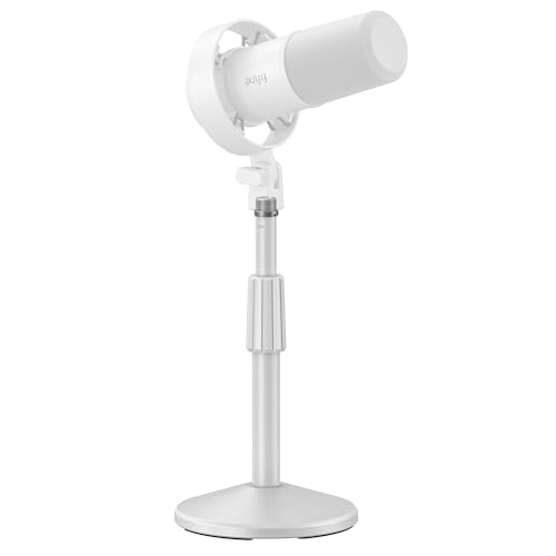 FIFINE BS2W Height-Adjustable Desktop Microphone Stand for Podcast | Tabletop Stand, Weighted Slope-base, 3/8'' to 5/8'' Screw Adapter, for Podcast Streaming Gaming - color: white