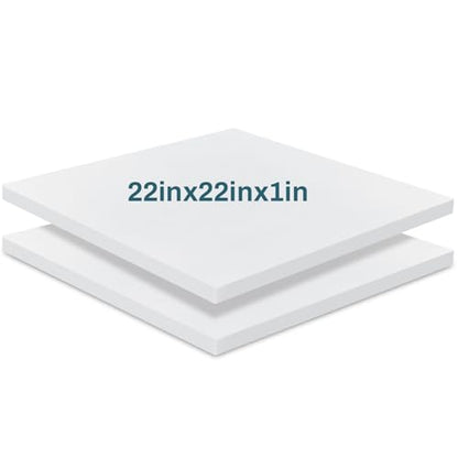 Frienda 2 Pack 1" x 22" x 22" Upholstery High Density Foam Cushion Replacement Square Cut to Size Foam Couch for Chair Couches Padding Shipping Packing DIY Cosplay Projects(White) - color: White, size: 1" X 22" X 22", style: Square
