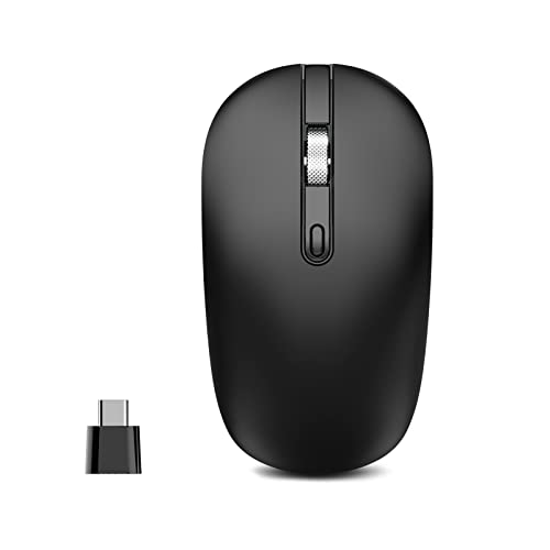 cimetech Type C Wireless Mouse, USB C Mouse 2.4G Silent Cordless Portable Computer Mice for Laptop, Notebook, MacBook Pro Air, Windows, Linux - Ambidextrous Black - color: Type-C-Black