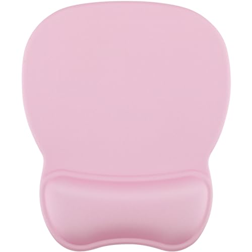 MROCO Ergonomic Mouse Pad with Gel Wrist Rest, 9.4 x 8.1 in, Pale Pink | Ergonomic Shape Design, Multiple Pattern Options, Gel Wrist Comfort, Smooth Lycra Surface, Non-Slip PU Base - color: Pale Pink