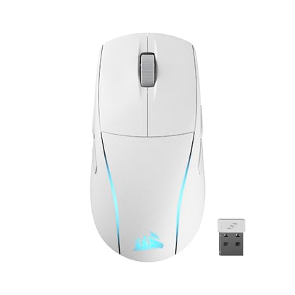 Corsair M75 Wireless RGB Lightweight FPS Gaming Mouse – 26,000 DPI – Swappable Side Buttons – iCUE Compatible – PC – White | 89g Ambidextrous, Swappable Magnetic Side Buttons, Marksman 26, Slipstream 2.4ghz and Bluetooth, Up to 105h Battery - color: White