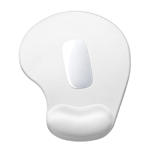 Hsurbtra Ergonomic Mouse Pad with Wrist Rest Support, Gel Mouse Pads with Non-Slip PU Base, Pain Relief Memory Foam Computer Mat, Cute Office Supplies Desk Decro Accessories, Ivory White - color: Ivory White, size: Normal