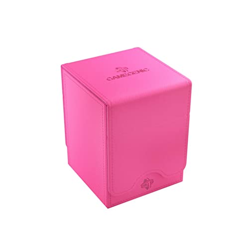 Squire 100+ XL Convertible Deck Box | Card Storage Box with Removable Cover Clips | Holds 100 Double-Sleeved Cards in Extra Thick Inner Card Sleeves | Pink Color | Made by Gamegenic (GGS20103ML) - color: Pink