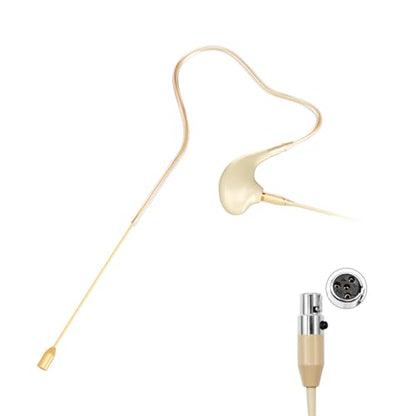 KIMAFUN Headset/Headworn Microphone Single Earset Ear-hook Over Ear Hanging Condenser Mic Compatible with Shure Wireless System Bodypack Transmitter, Ideal for Performance, Theater, Lecture - Beige D4 - size: D4 for Shure Wireless System