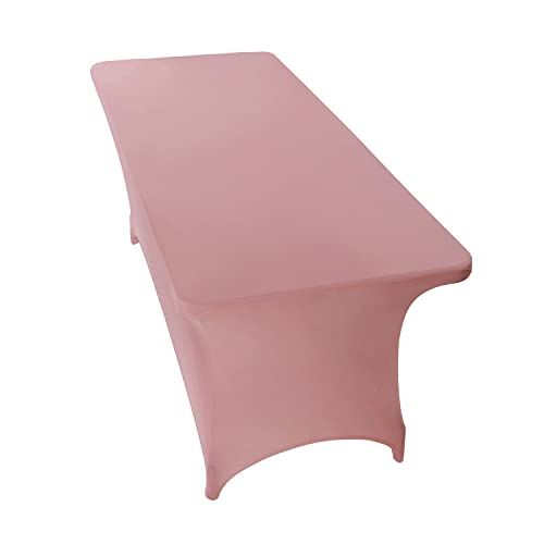 Peomeise 8FT Spandex Table Cover Rectangular Stretch Spandex Tablecloth (Dusty Rose,8FT) - color: Dusty Pink, size: 96" x 30" (Rectangular)