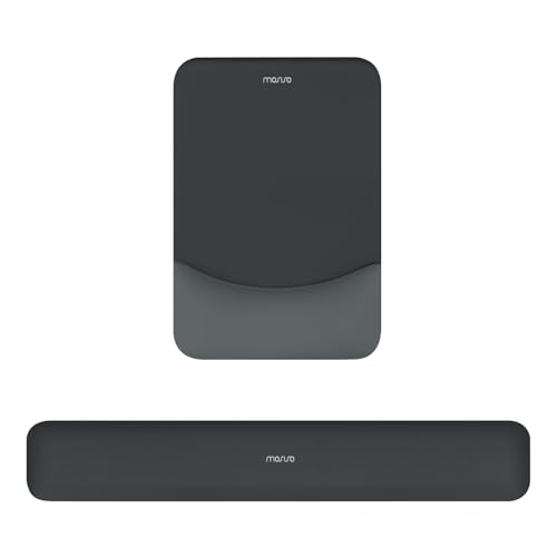 MOSISO Wrist Rest Support Mouse Pad & Keyboard Set, Slate Gray | Rectangular Ergonomic Mousepad, Non-Slip Base, Home/Office Pain Relief & Easy Typing, Neoprene Cloth & Raised Silicone Lining - color: Slate Gray