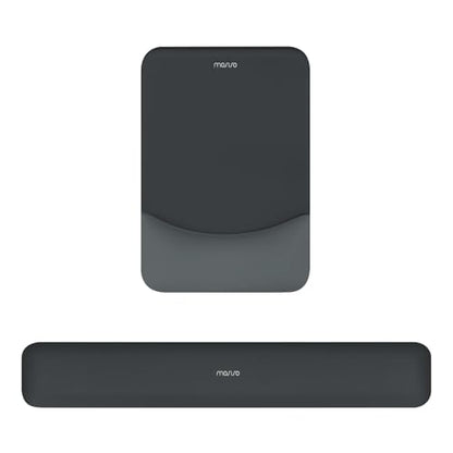 MOSISO Wrist Rest Support Mouse Pad & Keyboard Set, Slate Gray | Rectangular Ergonomic Mousepad, Non-Slip Base, Home/Office Pain Relief & Easy Typing, Neoprene Cloth & Raised Silicone Lining - color: Slate Gray