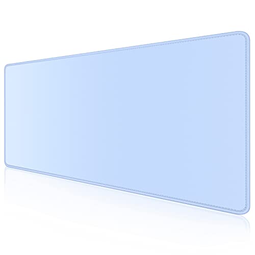 Dapesuom Large Gaming Mouse Pad, Extended Mouse Mat with Stitched Edges, Full Size Keyboard Pad with Non-Slip Base, Big XXL Computer Desk Mats for Gamer, Laptop, Office, 31.5 x 15.7in, Sky Blue - color: Sky Blue, size: 31.5L x 15.7W inches