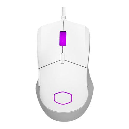 Cooler Master MM310 Wire Gaming Mouse White, Adjustable 12,000 DPI, Palm|Claw Grip, PixArt Optical Sensor, Ultraweave Cable, PTFE Feet, RGB Lighting (MM-310-WWOL1) | Pixart PAW3327 Sensor Up to 12, Ultraweave USB-C Cable, Ptfe Feet, Rgb Lighting, 50 G - s