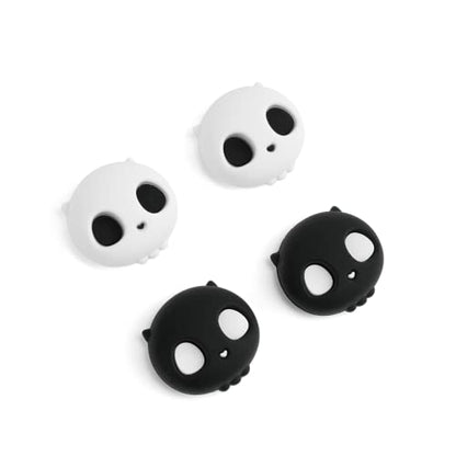 GeekShare Cute Silicone Joycon Thumb Grip Caps, Joystick Cover Compatible with Nintendo Switch / OLED / Switch Lite,4PCS -- Skull (Black & White) - color: Black & White