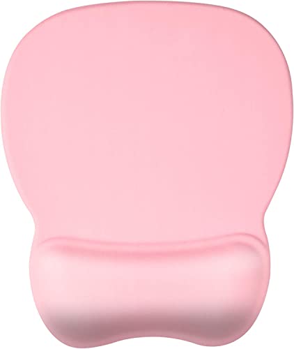 EooCoo Ergonomic Mouse Pad with Wrist Rest, Memory Foam Support Mousepad | Non-Slip Base for Computer, Cafe, Home & Office, 9.64 x 8.26 in Office Desk Accessories, Carpal Tunnel Relief - color: Cute Pink