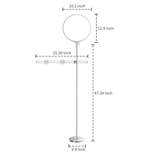 LED Ring Light with Stand 150cm, Professional 6000K Full-Screen Big Ring Lighting with Phone Holder, Selfie Lights for Studio Video Photography, TikTok, YouTube, Live Stream - color: Silver