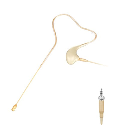 KIMAFUN Headset/Headworn Microphone Single Earset Ear-Hook Over Ear Hanging Condenser Mic Compatible with Sennheiser Wireless System Bodypack Transmitter, for Performance, Theater, Lecture - Beige C2 - size: C2 for Sennheiser Wireless System