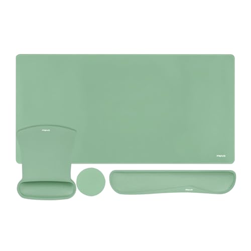 MOSISO Keyboard Mouse Pad Set, Large Gaming Mousepad&Keyboard Wrist Rest | Mouse Wrist Rest&Coaster, Ergonomic Non-Slip Mousepad&Easy Typing Cushion with Memory Foam for Home Office, Emerald Green - color: Emerald Green