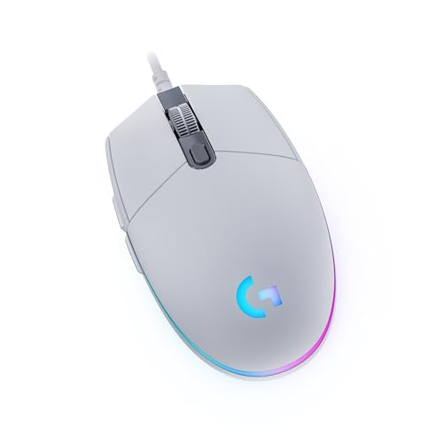 Logitech G203 Wired Gaming Mouse, 8,000 DPI, Rainbow Optical Effect LIGHTSYNC RGB, 6 Programmable Buttons, On-Board Memory, Screen Mapping, PC/Mac Computer and Laptop Compatible - White - color: White