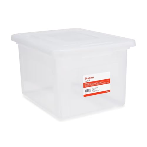 STAPLES Plastic File Box with Snap Lid, Letter/Legal Size, Clear, 2/Pack | Stackable storage box keeps hanging files organized and protected. - color: Clear, size: 2 Pack, style: Box (Snap Lid)