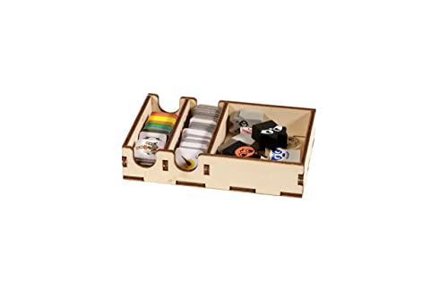 The Broken Token Game Organizer Compatible with Root - Wooden Game Organizing Box with Multiple Trays